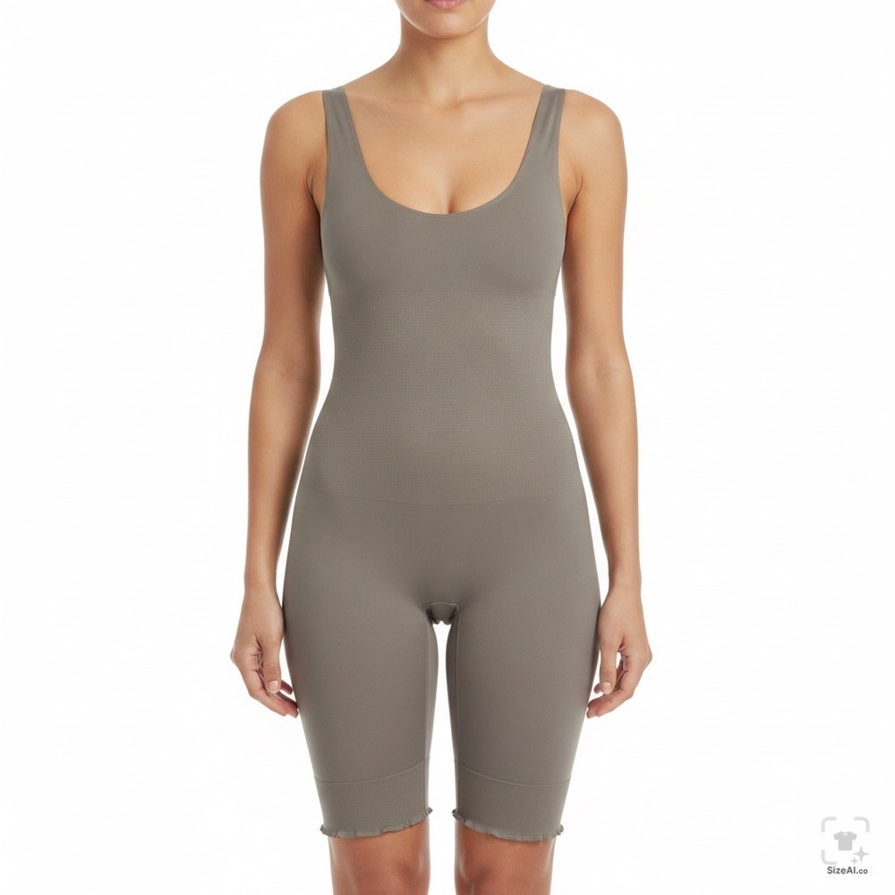 UnderWhere? Women 3X Taupe Brown Seamless Bodysuit Shapewear Mid-Thigh Shaper